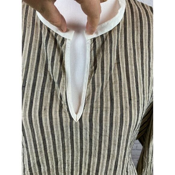 VLAS BLOMME linen striped kimono boho lagenlook tunic blouse size F Japan NWOT - Picture 2 of 10
